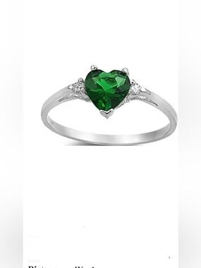 Kays Sterling Silver Lab Created Emerald Heart Zerconia Chip May Birthstone Ring
